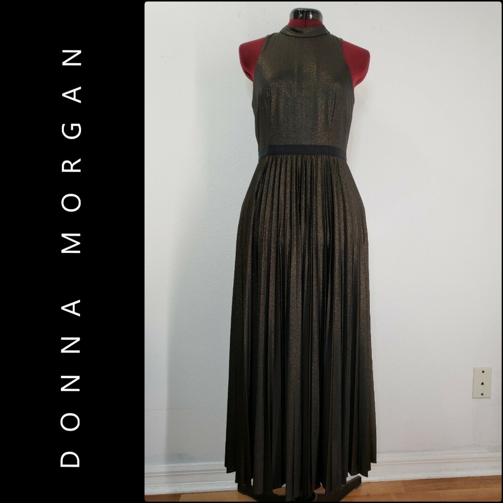 Donna Morgan Women's Pleated Long Dress 4 Black